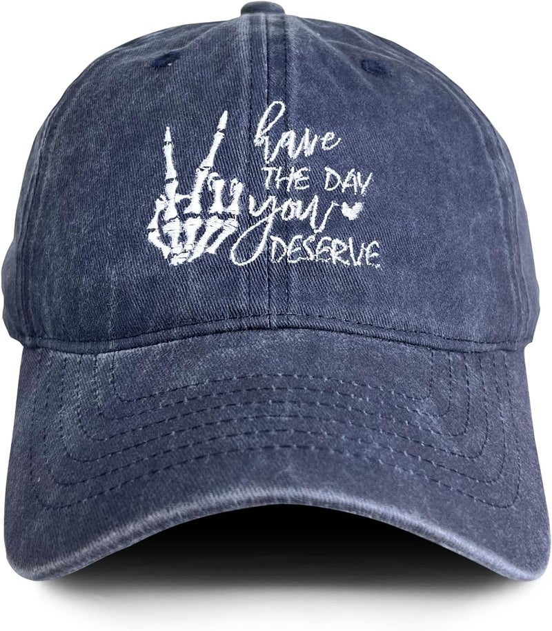RLQWTKV Hand Skeleton Baseball Hat for Men Women Adjustable 3D Embroidered Skull Finger Cap - Image 1